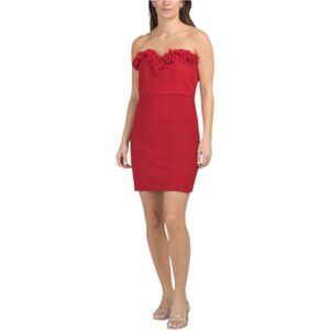 ONE33 SOCIAL Ruffle Neckline Mini Cocktail Dress